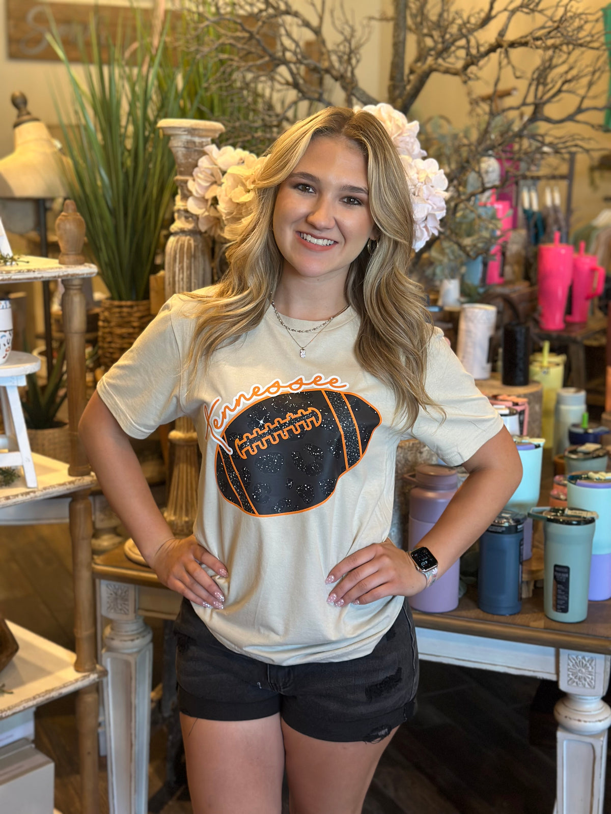 SU25 TN Black Leopard Football Tee