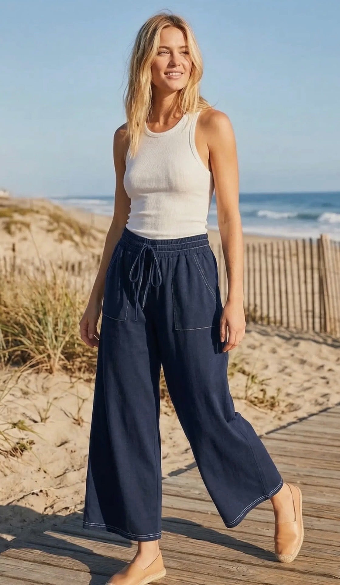 SU26 Navy Relaxed Drawstring Pants