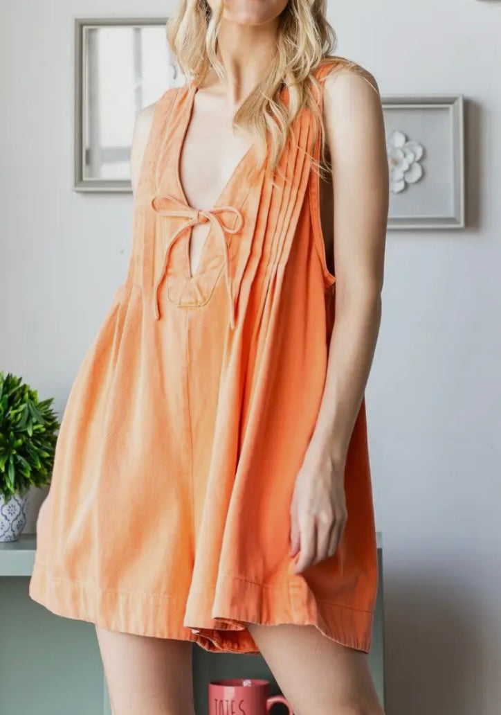 S25 Veveret Orange Denim Romper