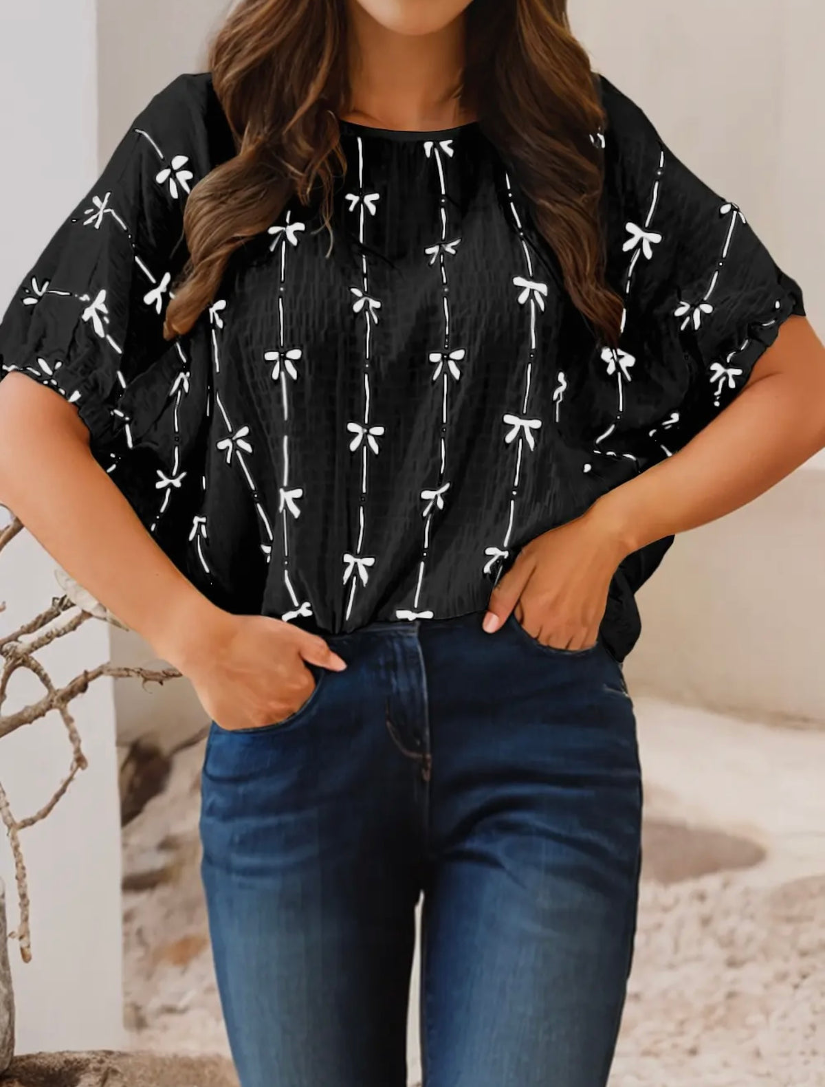S25 Bow Print Top