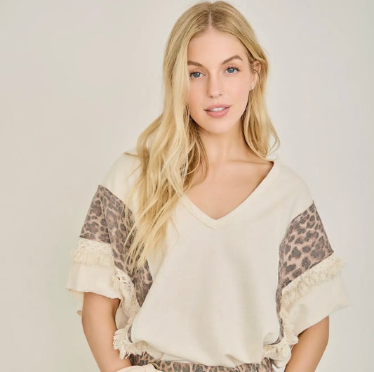 S26 J.Her Animal Print Fringe Top