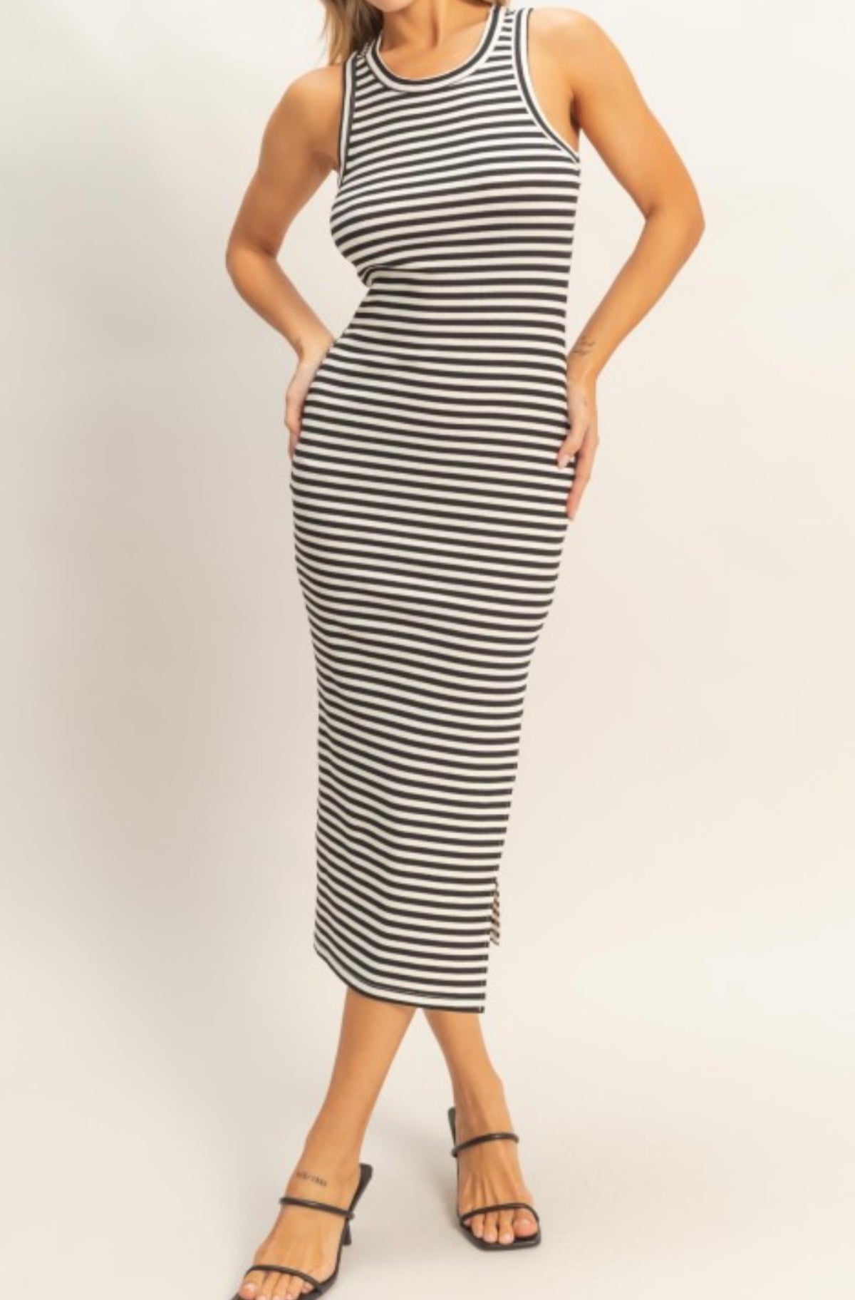 W26 HF Black Ribbed Tank Dress