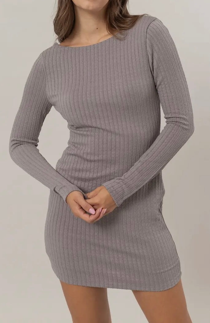 W25 HYFVE Gray Ribbed Dress