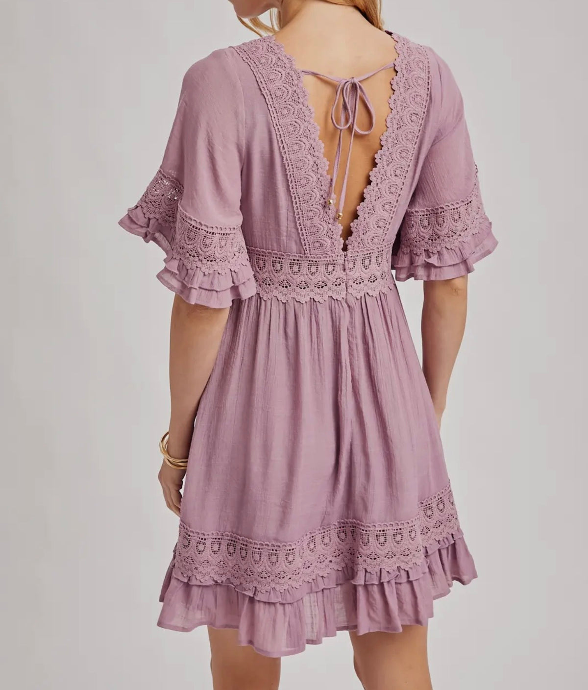 W26 BI Rose VNeck Lace Dress