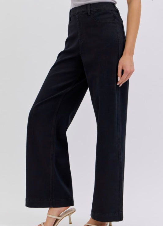 F25 Cello Black High Rise Pull On Wide Leg