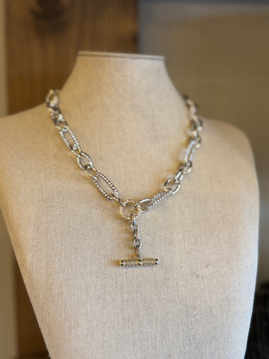 S26 Two Tone T-Bar Necklace