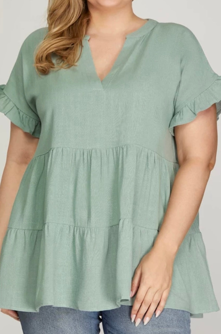 S25 S+S Plus Slate Vneck Top