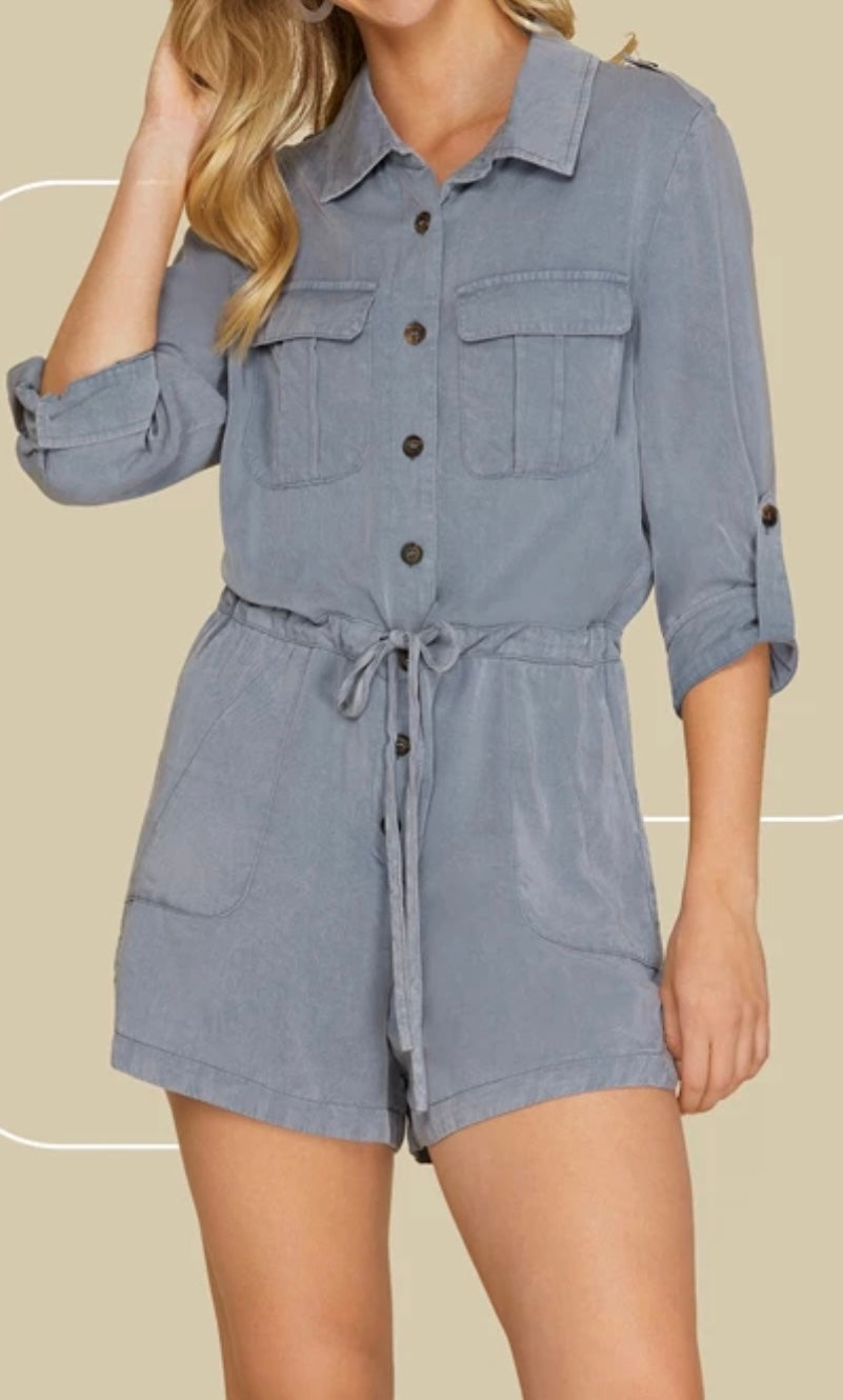 W25 S&S D. Blue Buttoned Romper