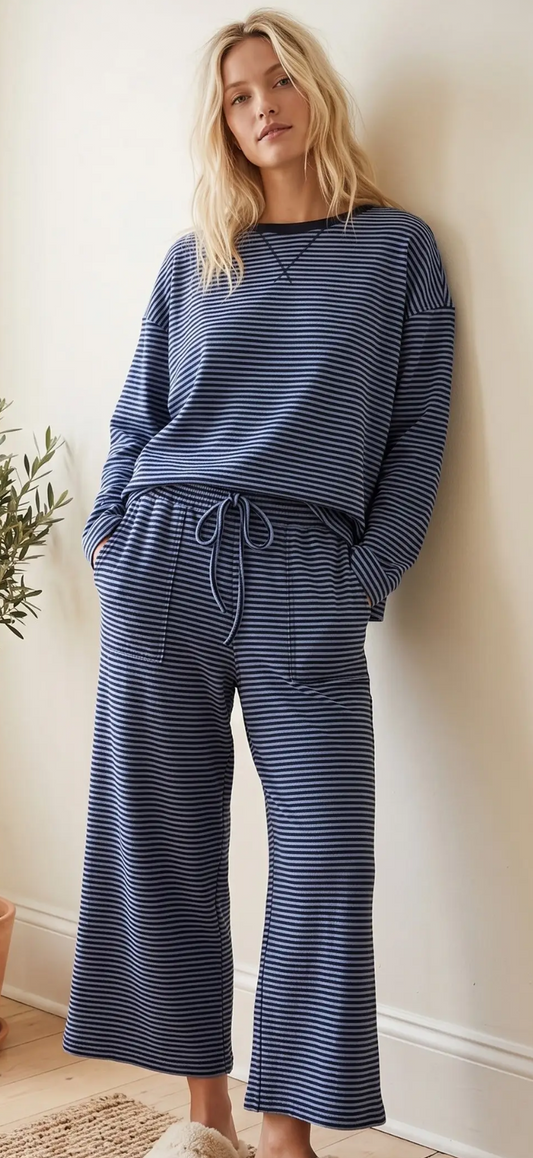 SU26 Striped Relaxed Top and Pants Set