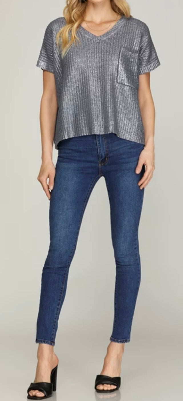 SU25 S+S Metallic Blue Grey Top