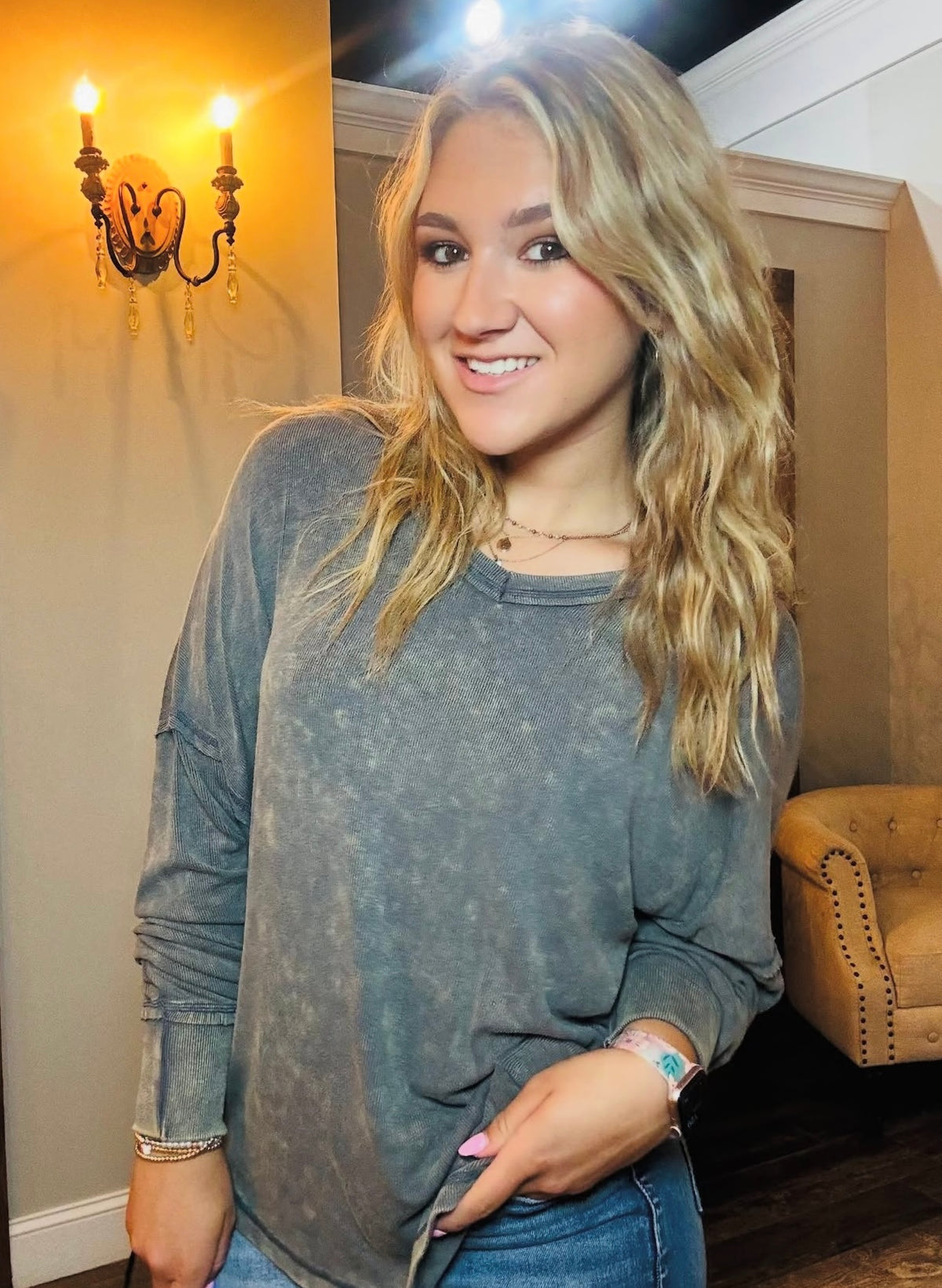 SU25 Sewn+Seen Grey Twist Back Top