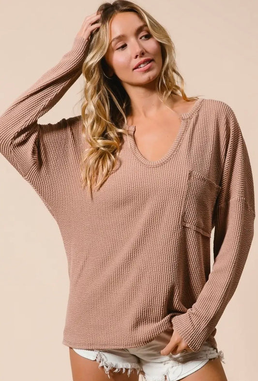 SU26 B Wavy 2 Tone Rib Top