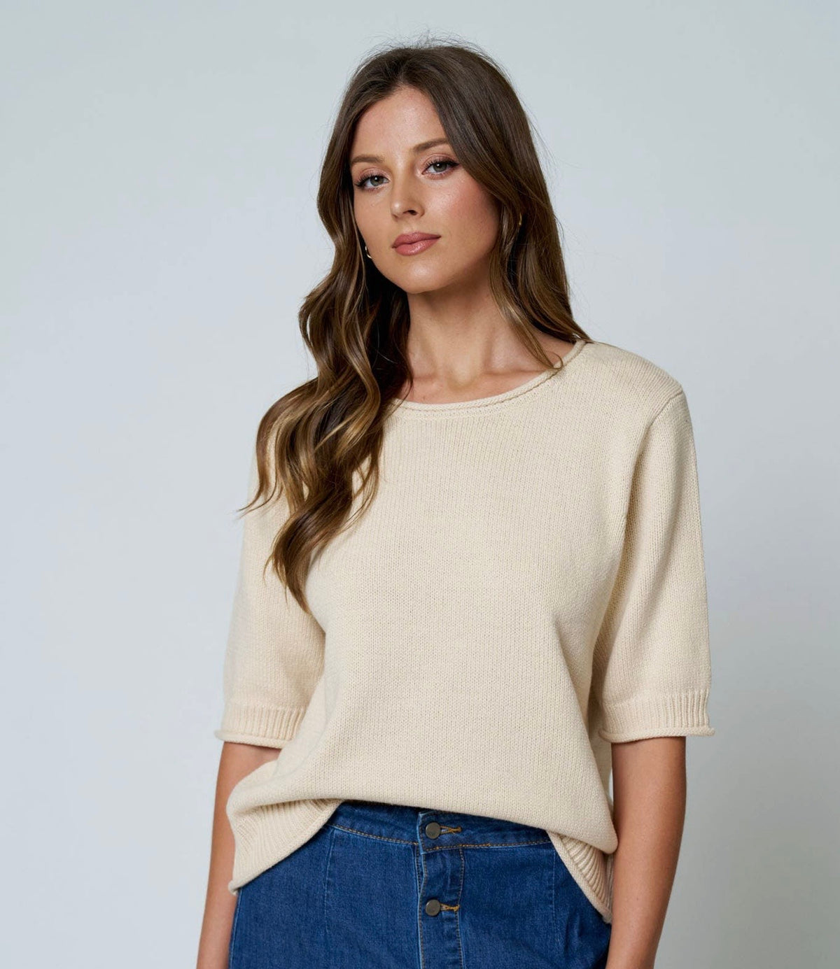 SU26 Oatmeal Sweater Knit Top