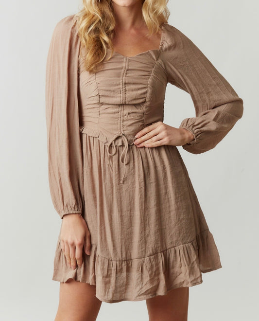F25 PL Taupe Long Slvs Dress