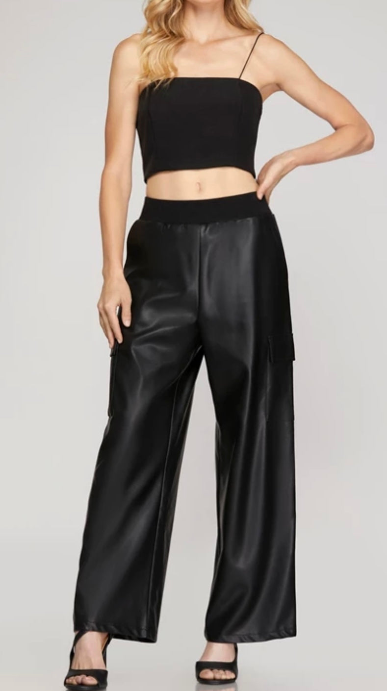 W25 S&S Faux Leather Joggers