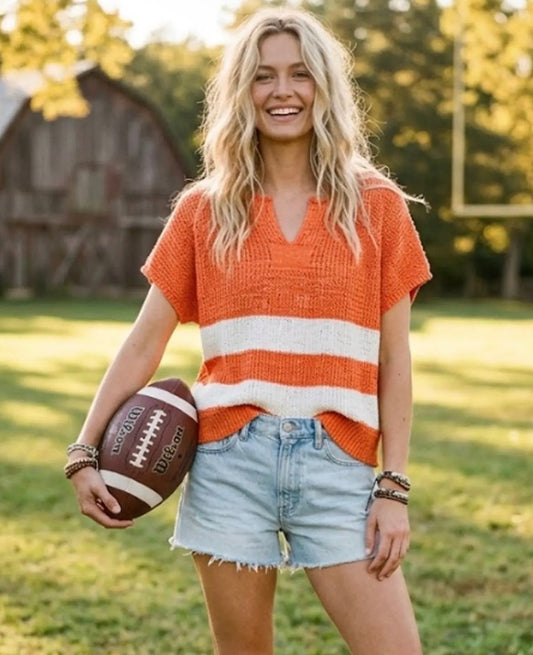 SU26 Orange/White Stripe Knit